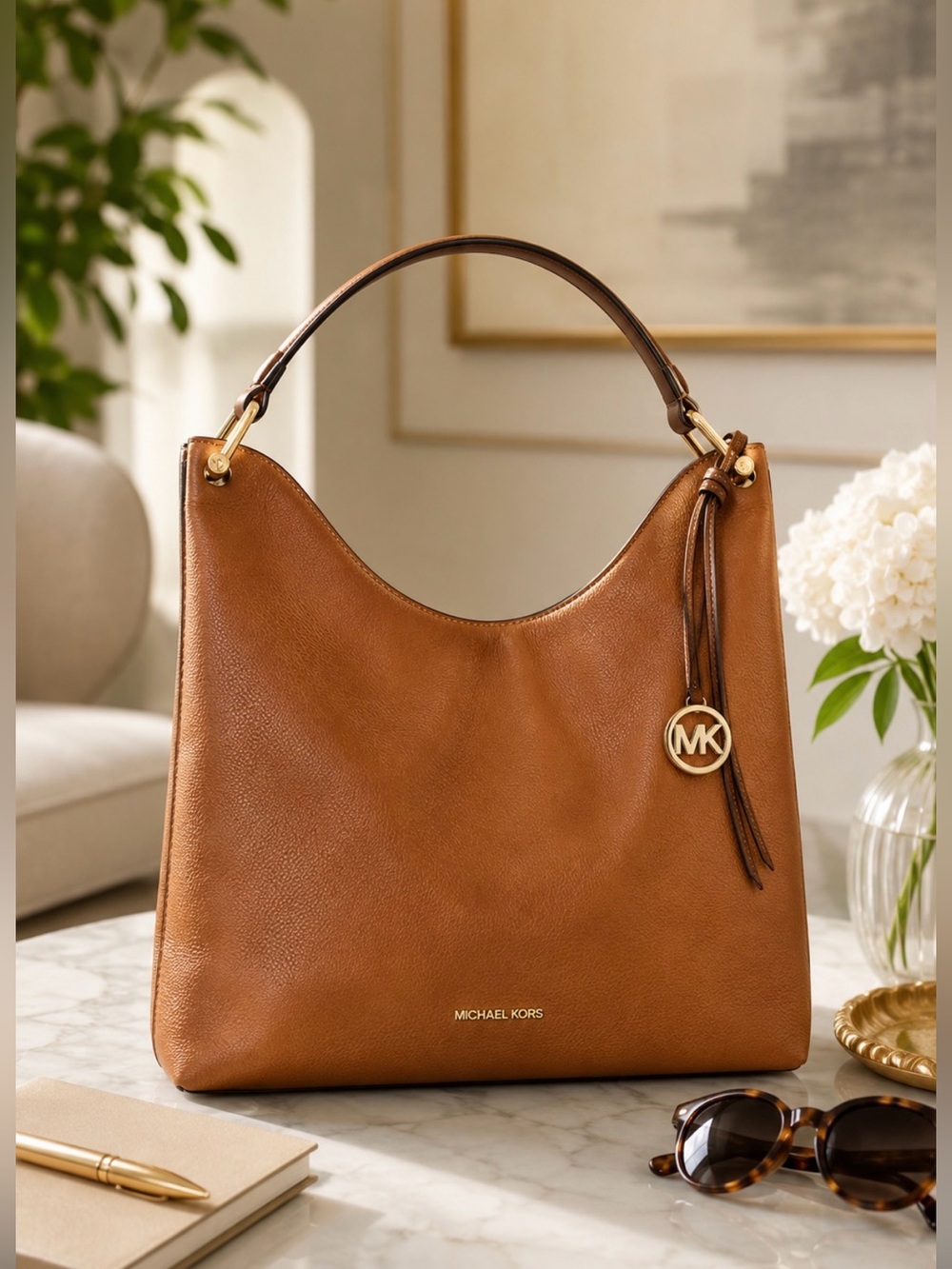 Michael Kors Brown Leather Hobo Bag - Picture 1 of 4